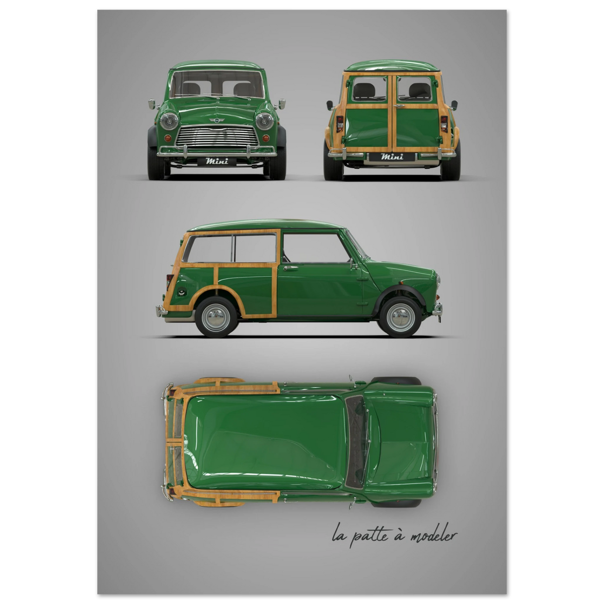 British Compact Car Aluminum Print - Classic Design Art