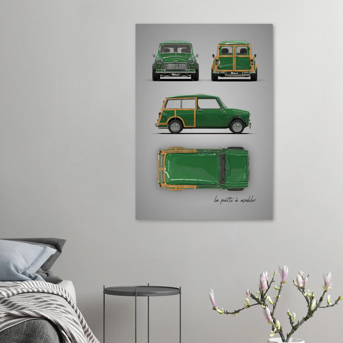British Compact Car Aluminum Print - Classic Design Art