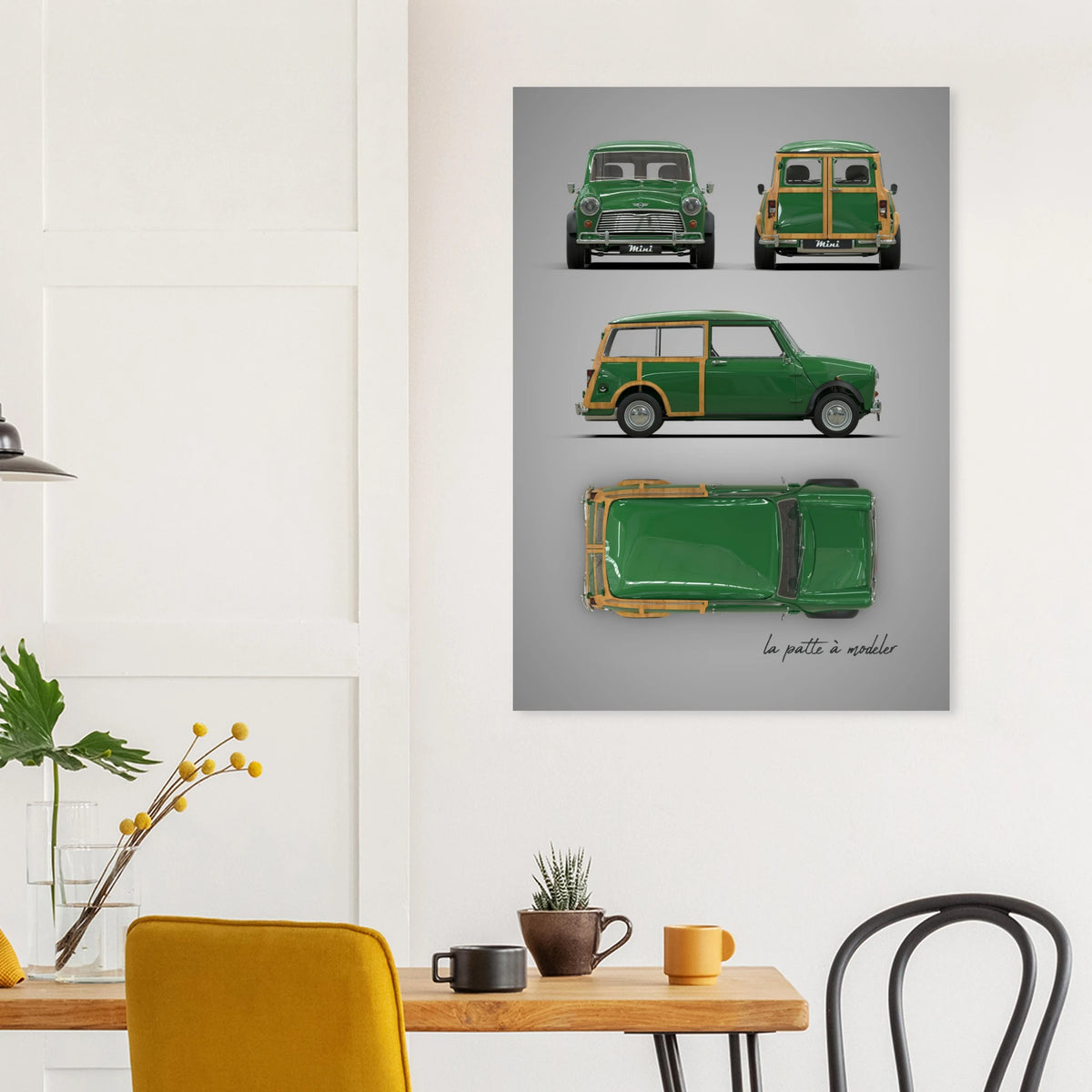 British Compact Car Aluminum Print - Classic Design Art