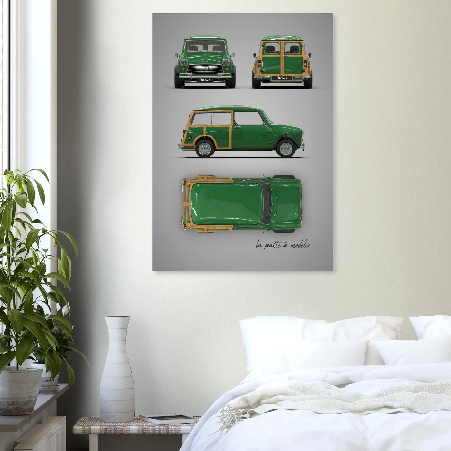 British Compact Car Aluminum Print - Classic Design Art