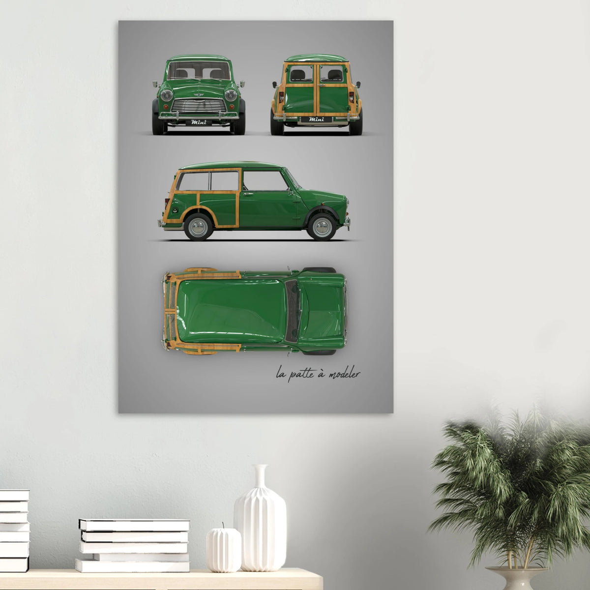 British Compact Car Aluminum Print - Classic Design Art