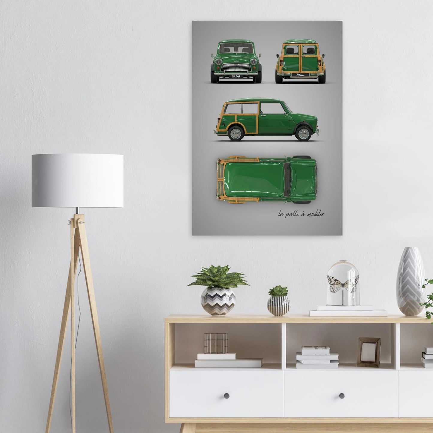 British Compact Car Aluminum Print - Classic Design Art