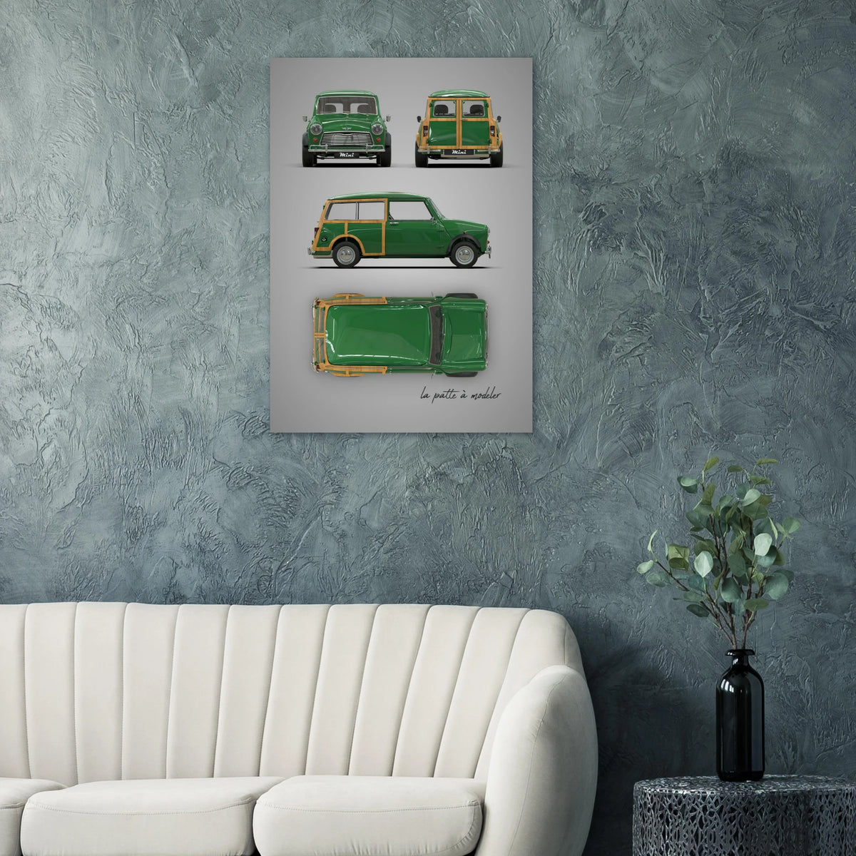 British Compact Car Aluminum Print - Classic Design Art
