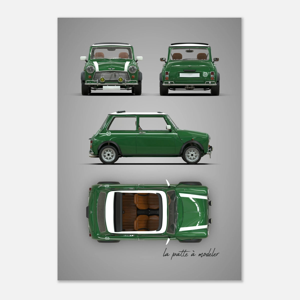 British Compact Car Aluminum Print - Classic Design Art
