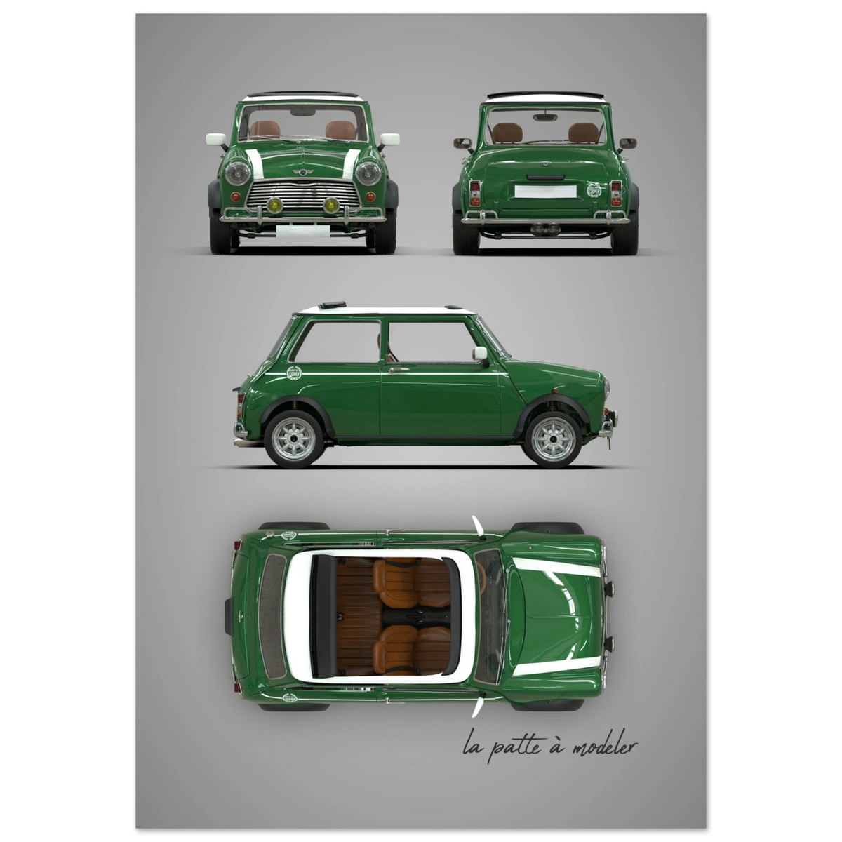 British Compact Car Aluminum Print - Classic Design Art