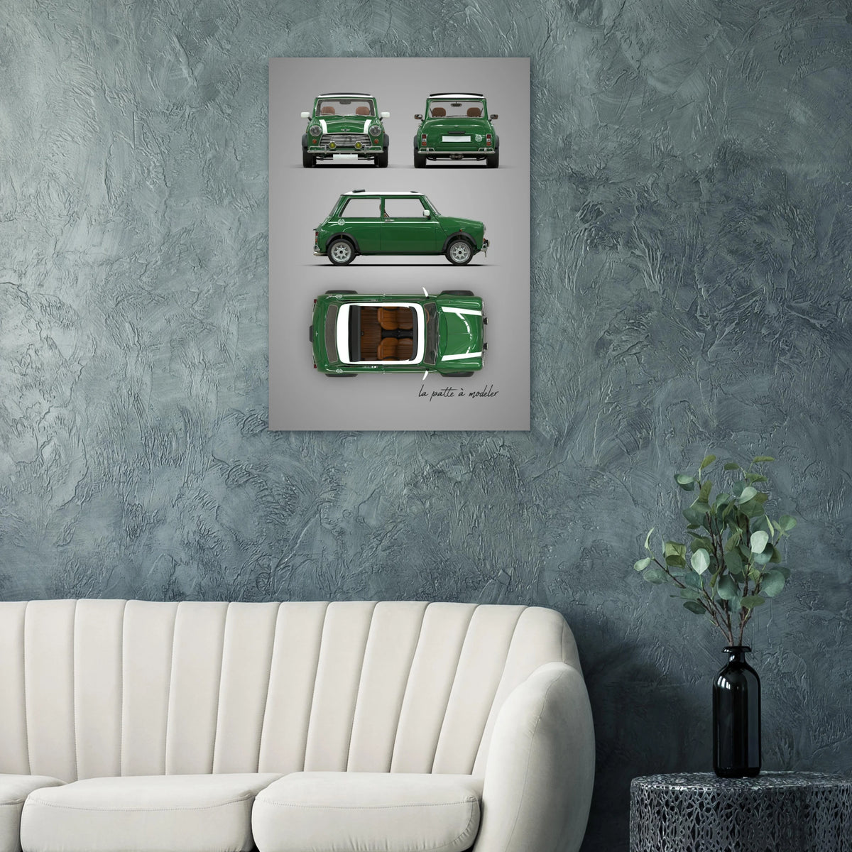 British Compact Car Aluminum Print - Classic Design Art