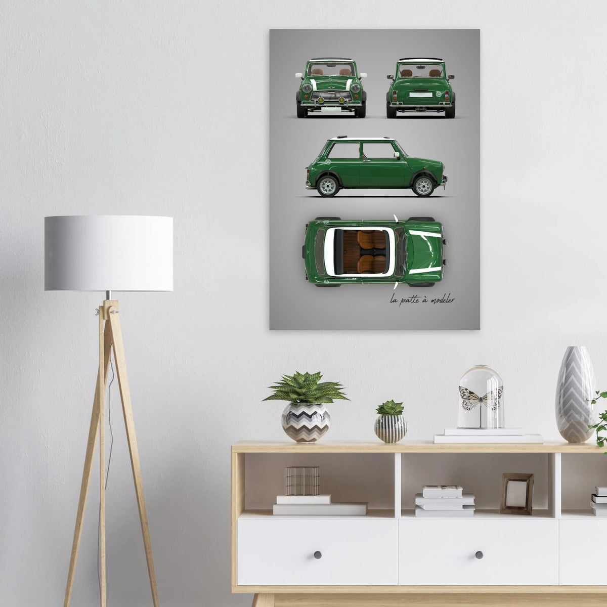 British Compact Car Aluminum Print - Classic Design Art