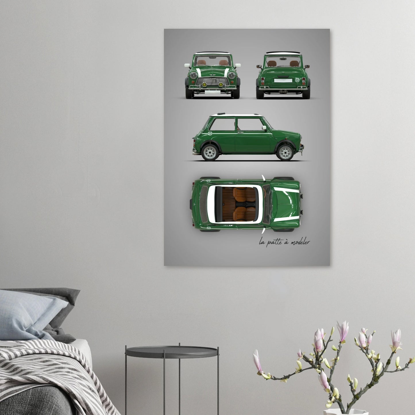 British Compact Car Aluminum Print - Classic Design Art