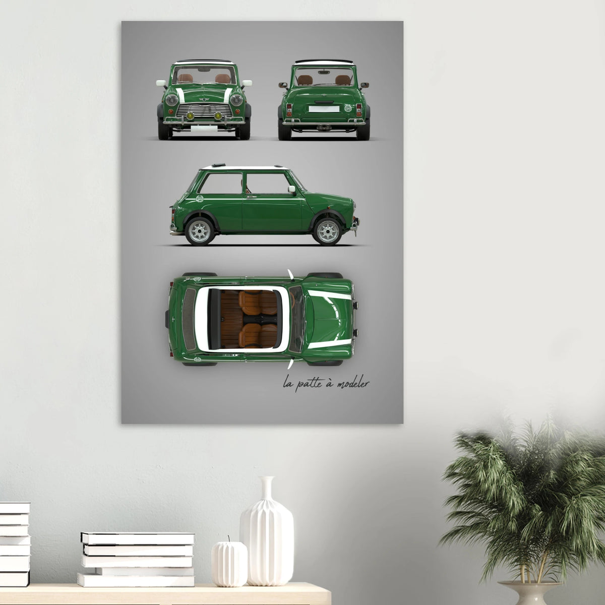 British Compact Car Aluminum Print - Classic Design Art