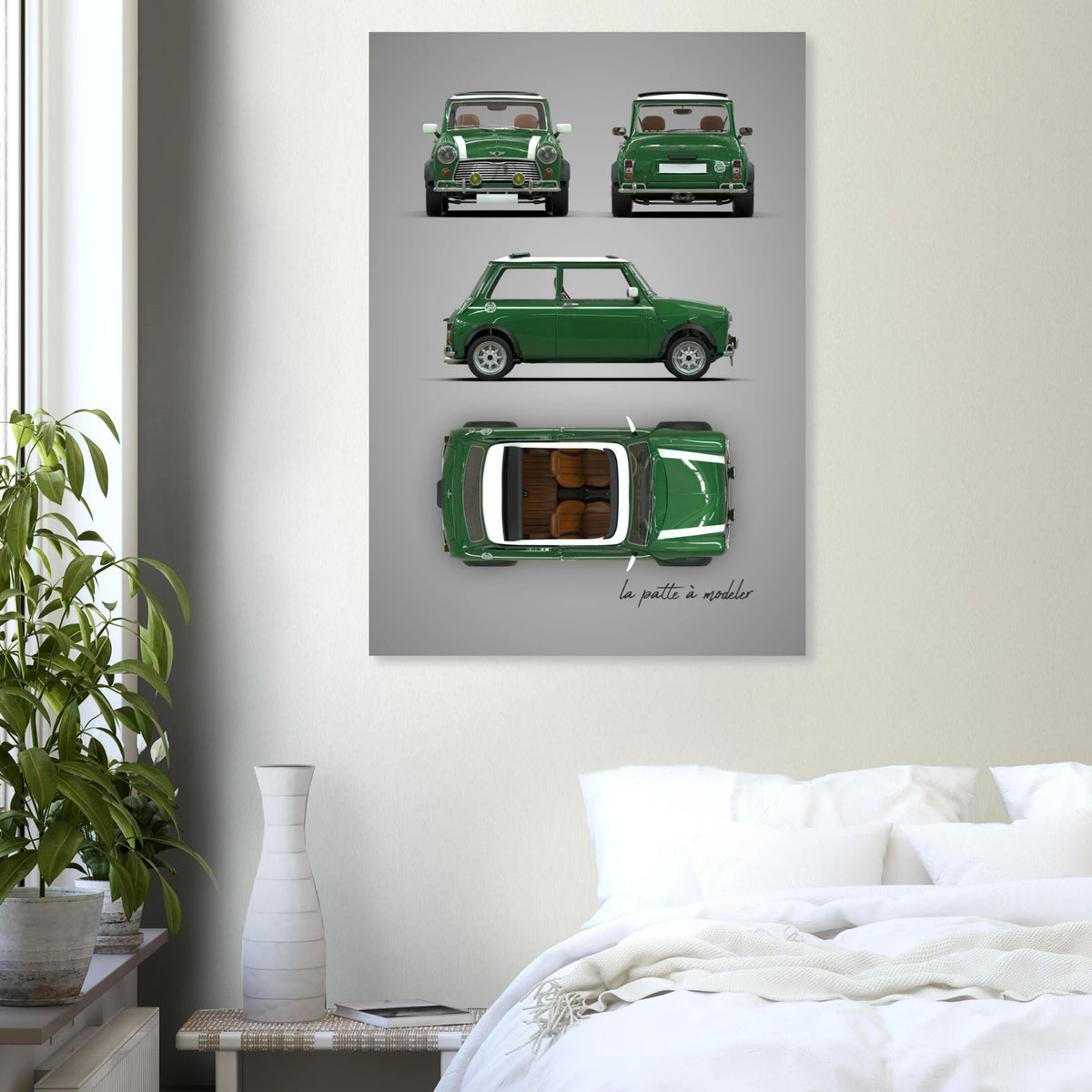 British Compact Car Aluminum Print - Classic Design Art