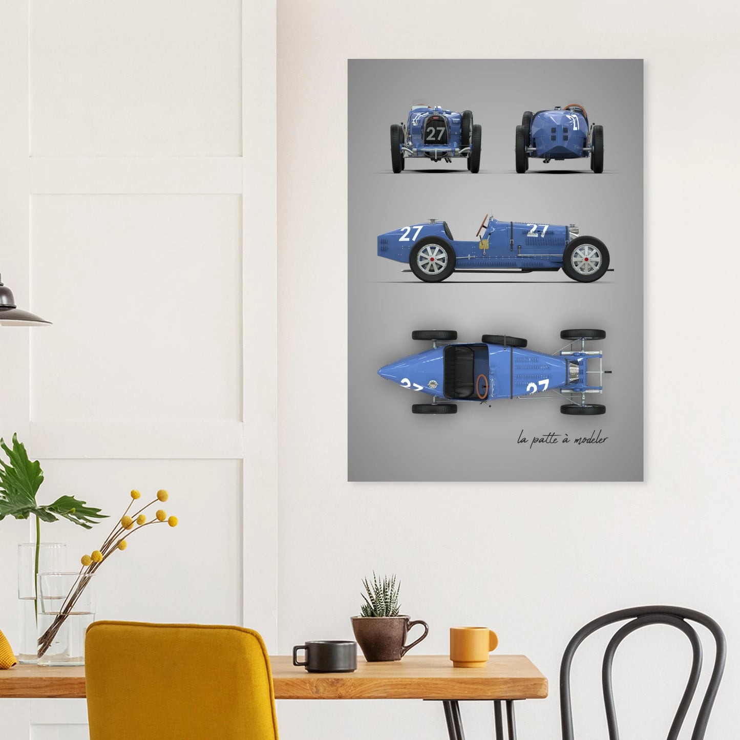 French Racing Car Aluminum Print - Classic Grand Prix Art