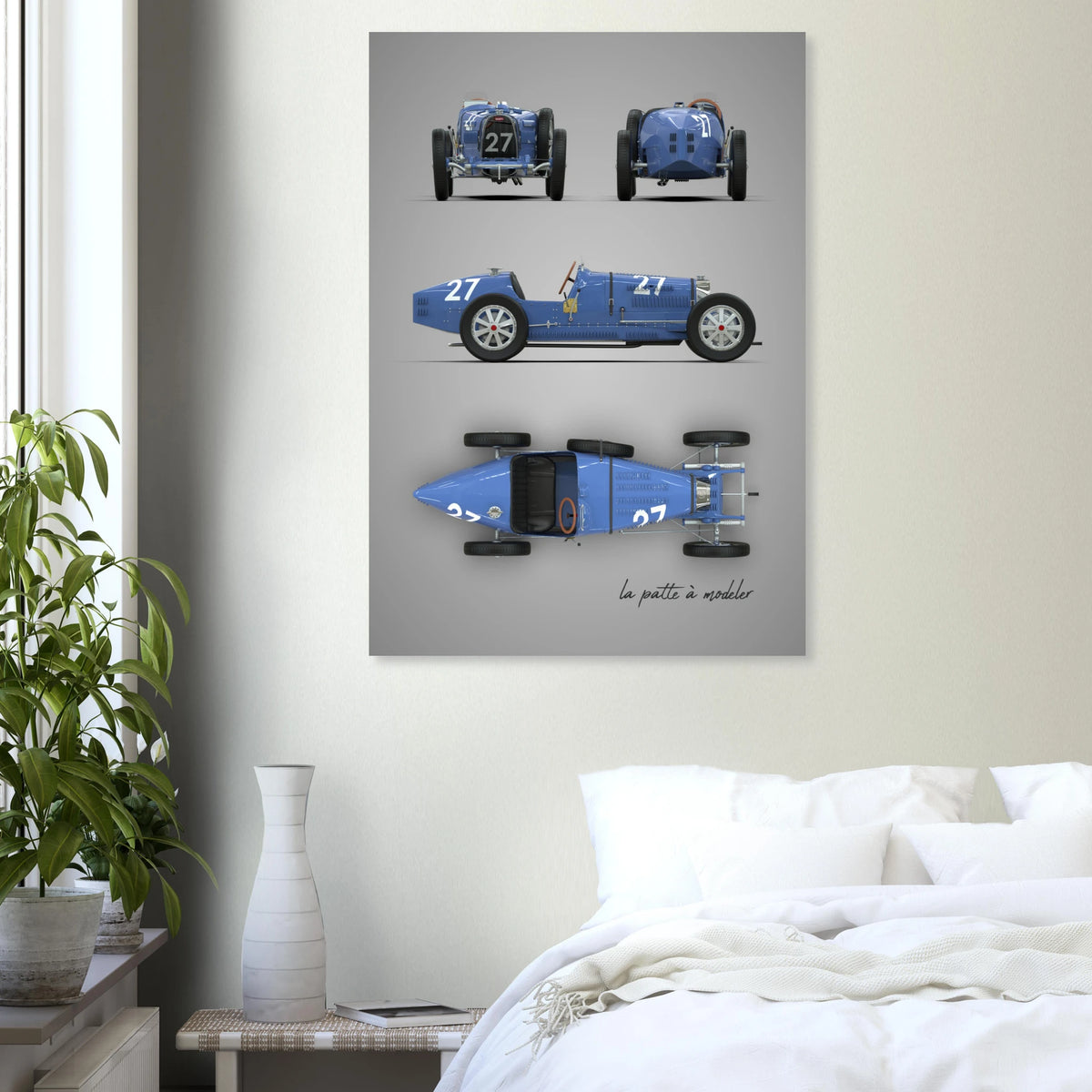 French Racing Car Aluminum Print - Classic Grand Prix Art