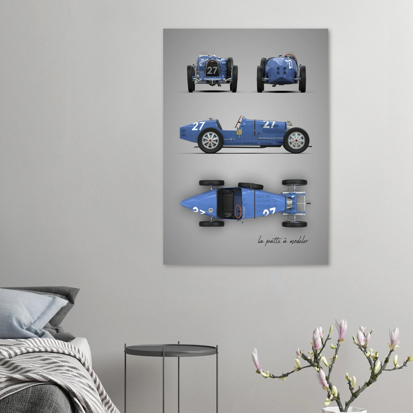 French Racing Car Aluminum Print - Classic Grand Prix Art