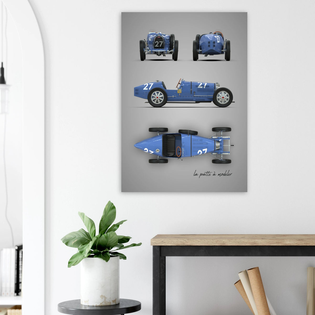 French Racing Car Aluminum Print - Classic Grand Prix Art