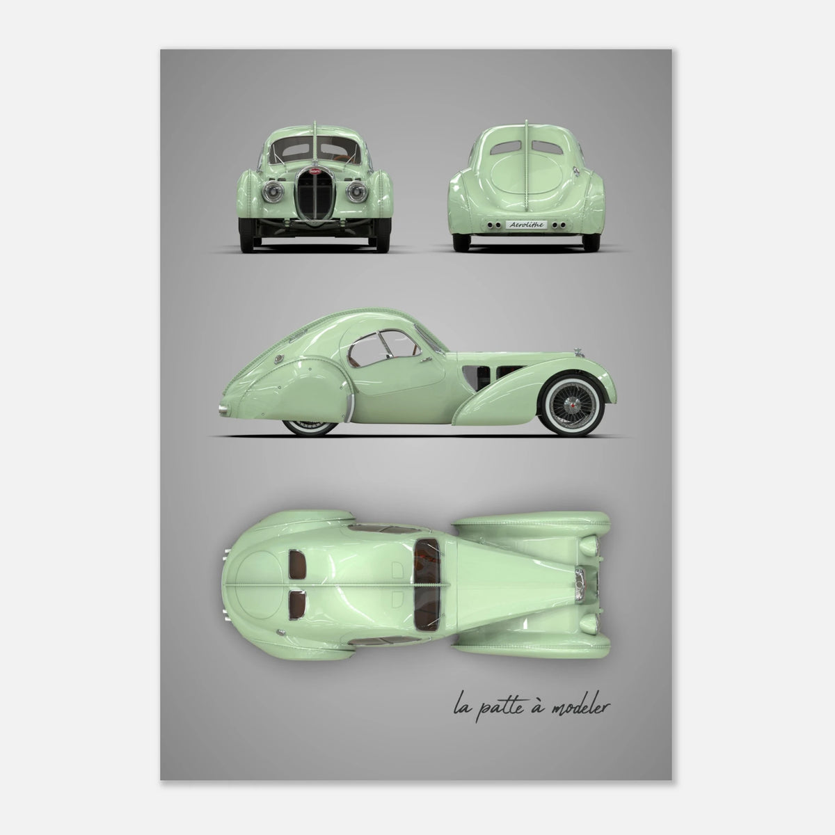 French Luxury Car Aluminum Print - Art Deco Masterpiece Art