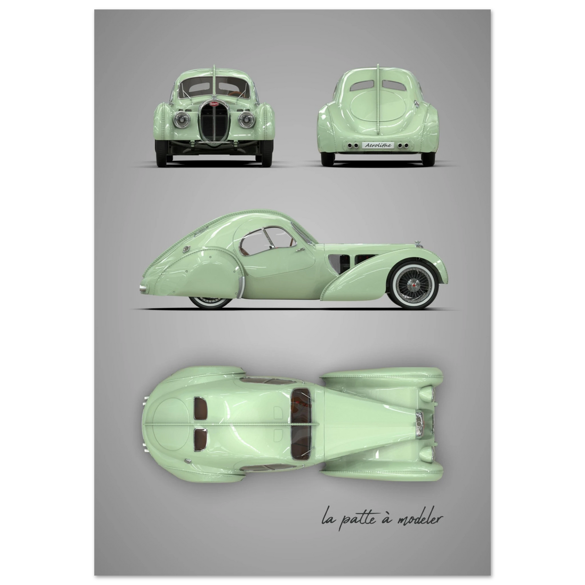 French Luxury Car Aluminum Print - Art Deco Masterpiece Art