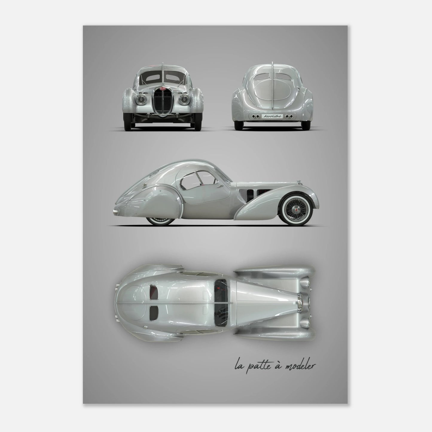French Luxury Car Aluminum Print - Art Deco Heritage Art