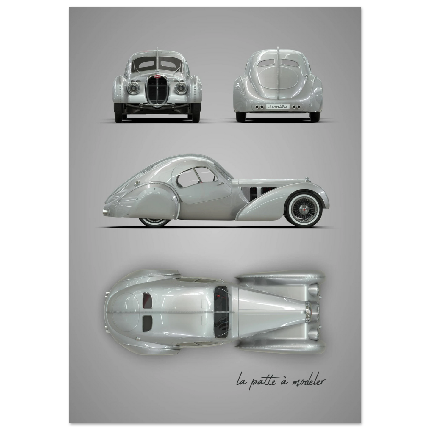 French Luxury Car Aluminum Print - Art Deco Heritage Art
