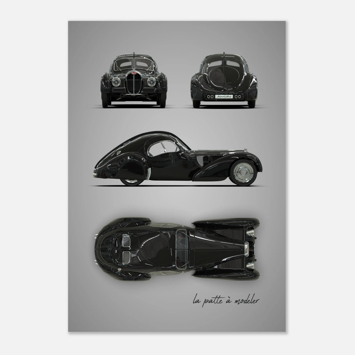 French Luxury Car Aluminum Print - Art Deco Masterpiece Art