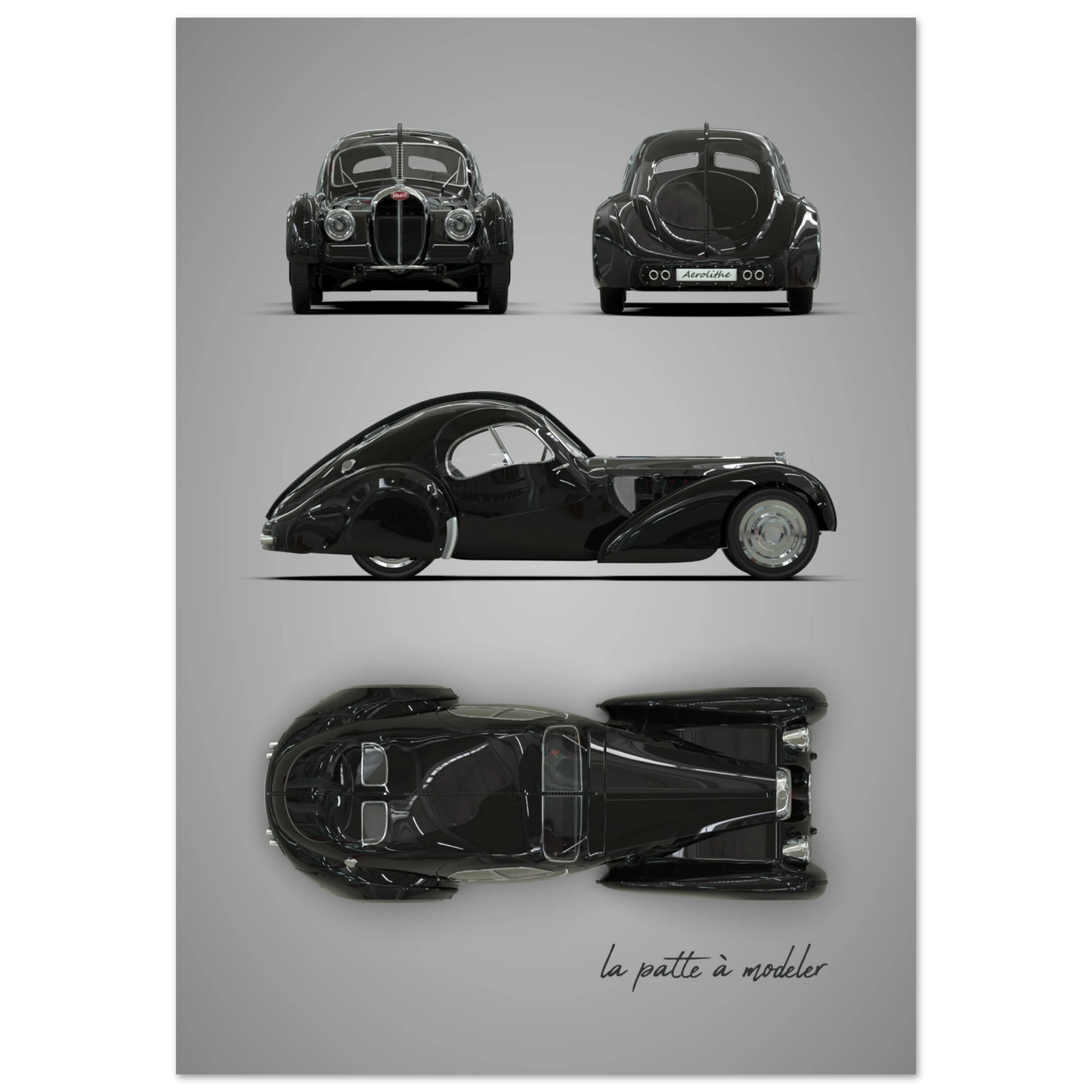 French Luxury Car Aluminum Print - Art Deco Masterpiece Art
