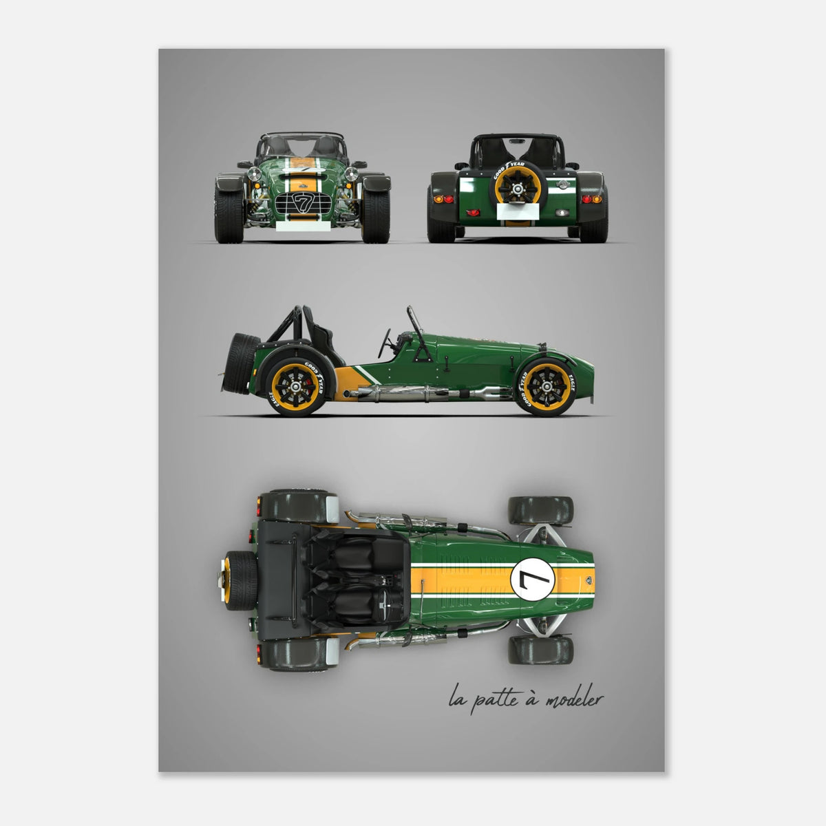British Sports Car Aluminum Print - Lightweight Racing Art