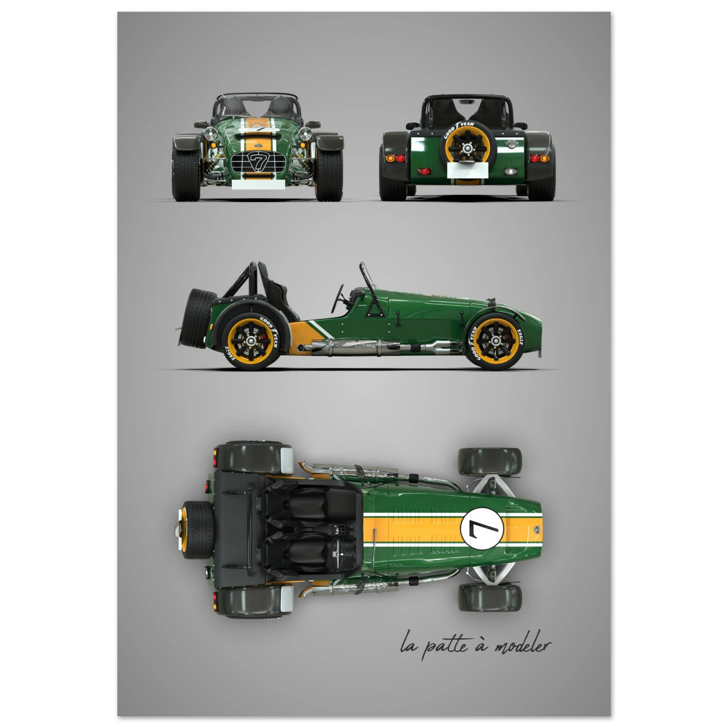 British Sports Car Aluminum Print - Lightweight Racing Art