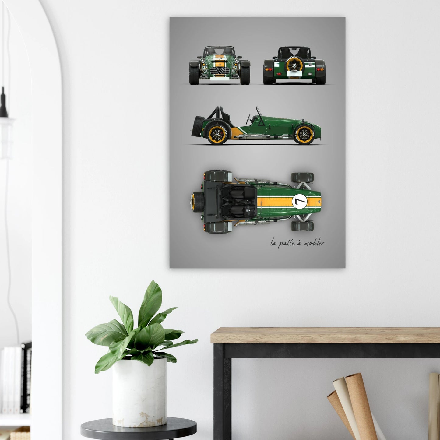 British Sports Car Aluminum Print - Lightweight Racing Art