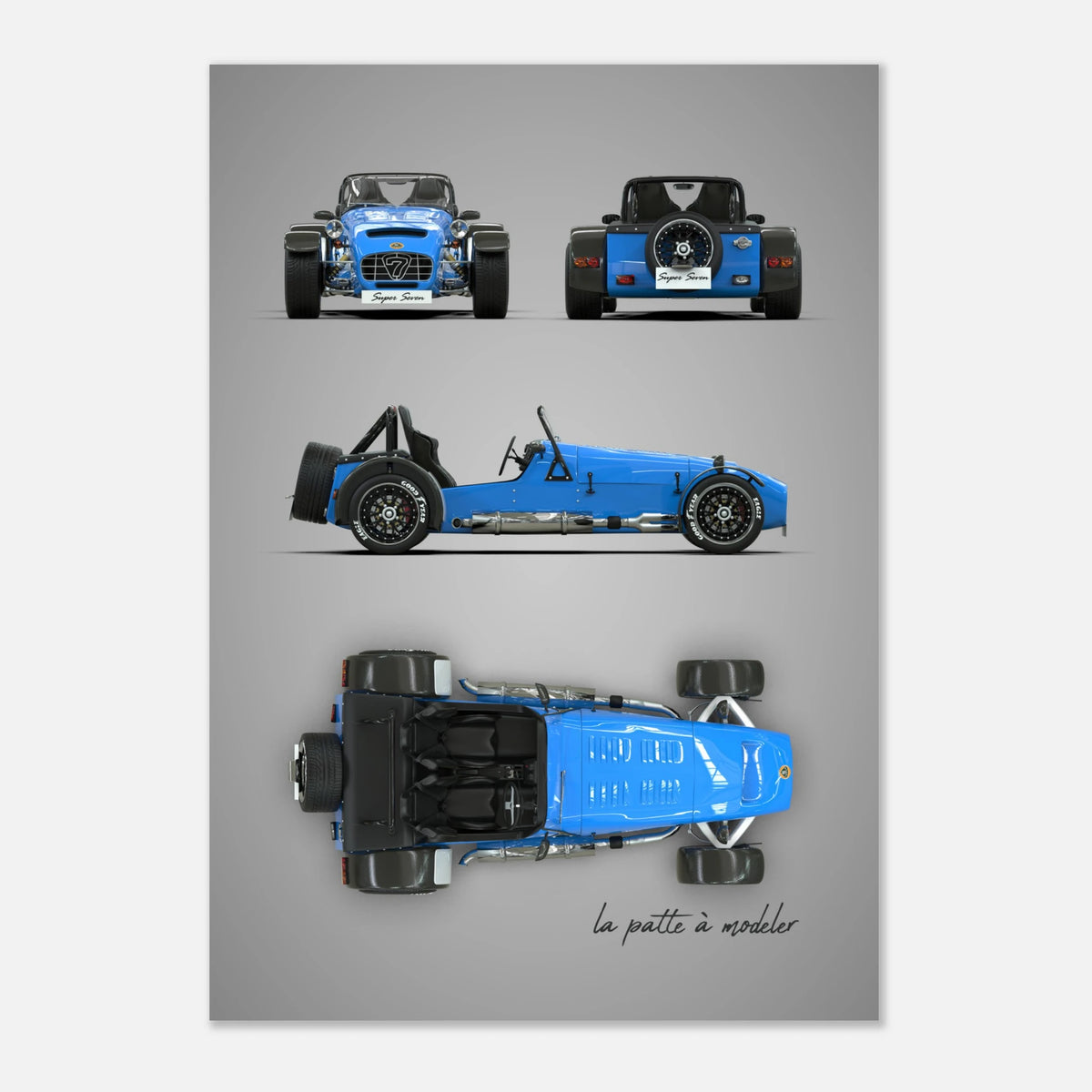 British Lightweight Sports Car Aluminum Print - Track Art