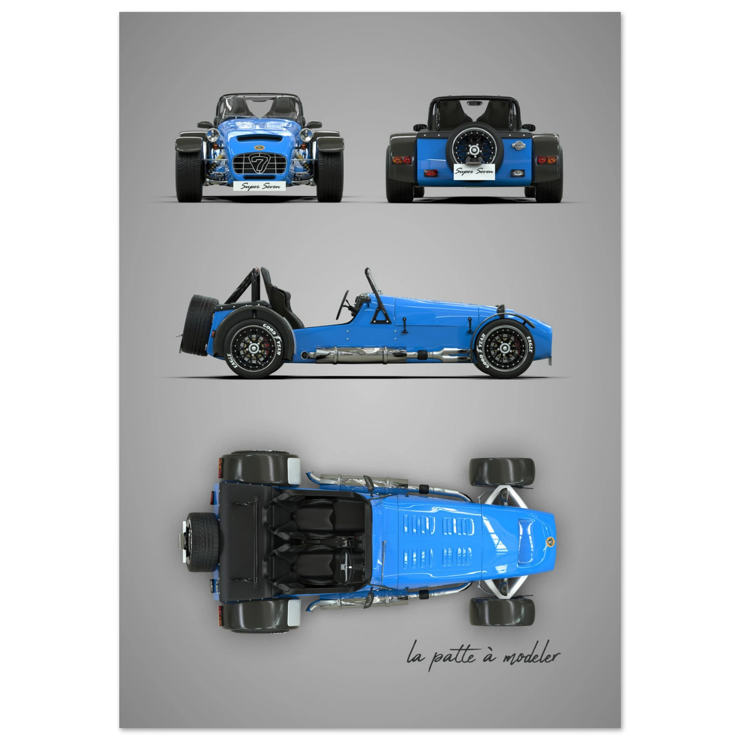 British Lightweight Sports Car Aluminum Print - Track Art