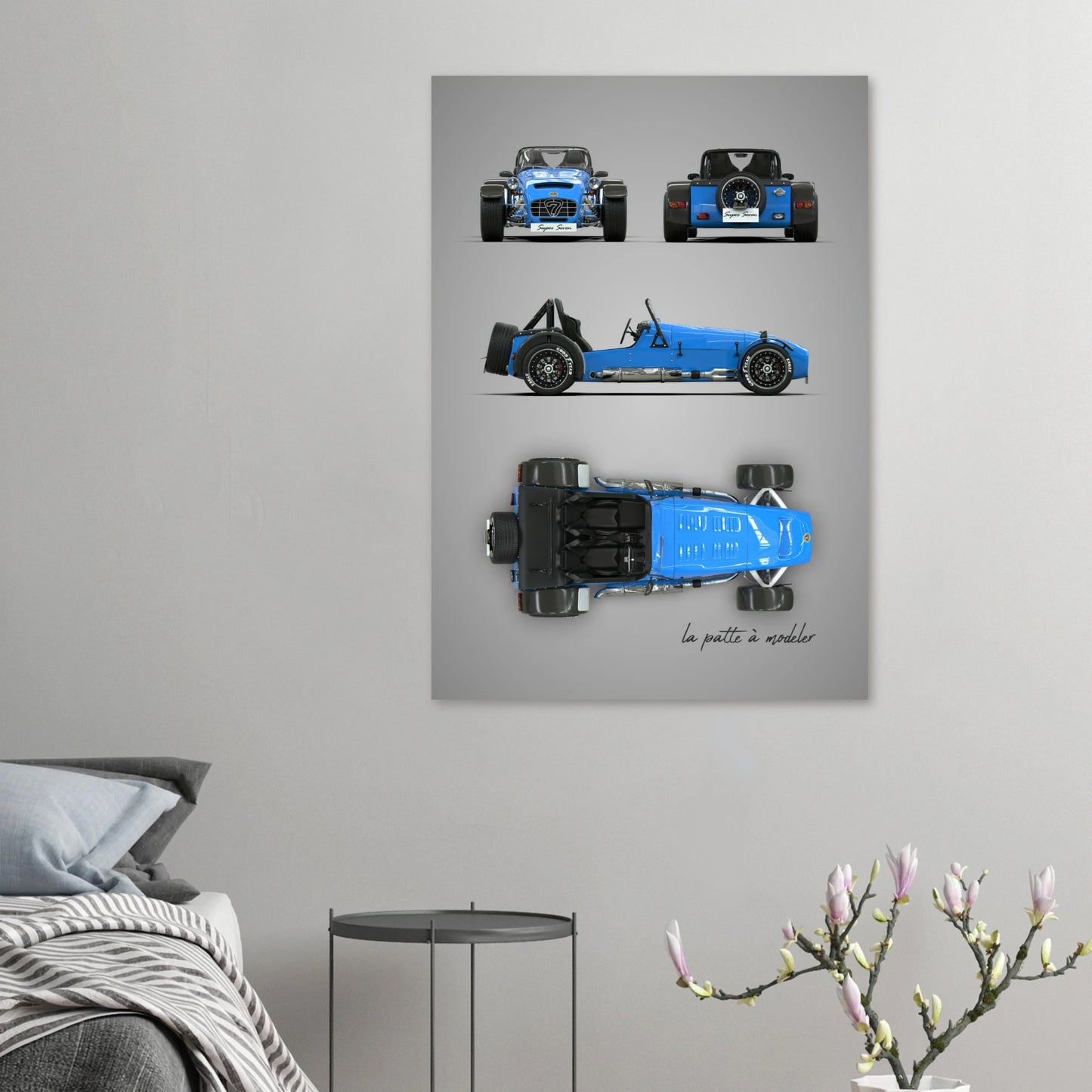 British Lightweight Sports Car Aluminum Print - Track Art