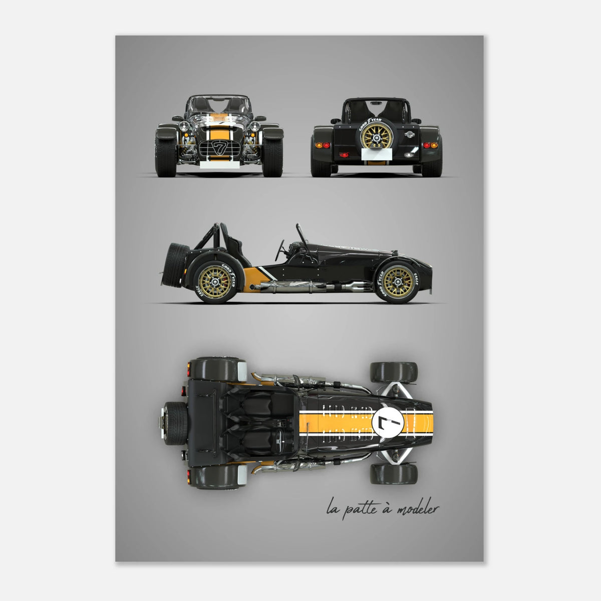 British Sports Car Aluminum Print - Lightweight Racing Art