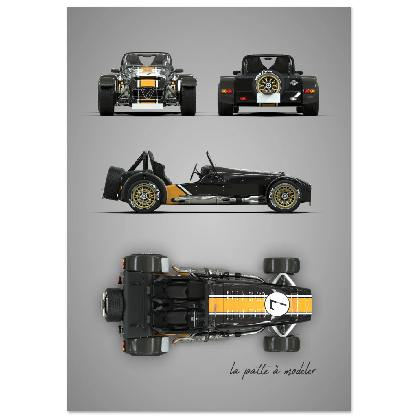 British Sports Car Aluminum Print - Lightweight Racing Art