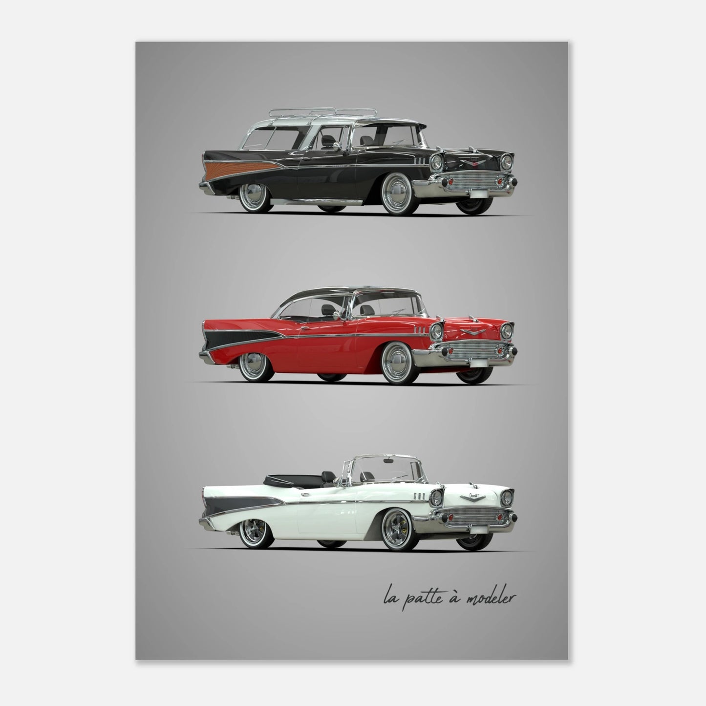 Classic American Car Aluminum Print - Vintage Chrome Art