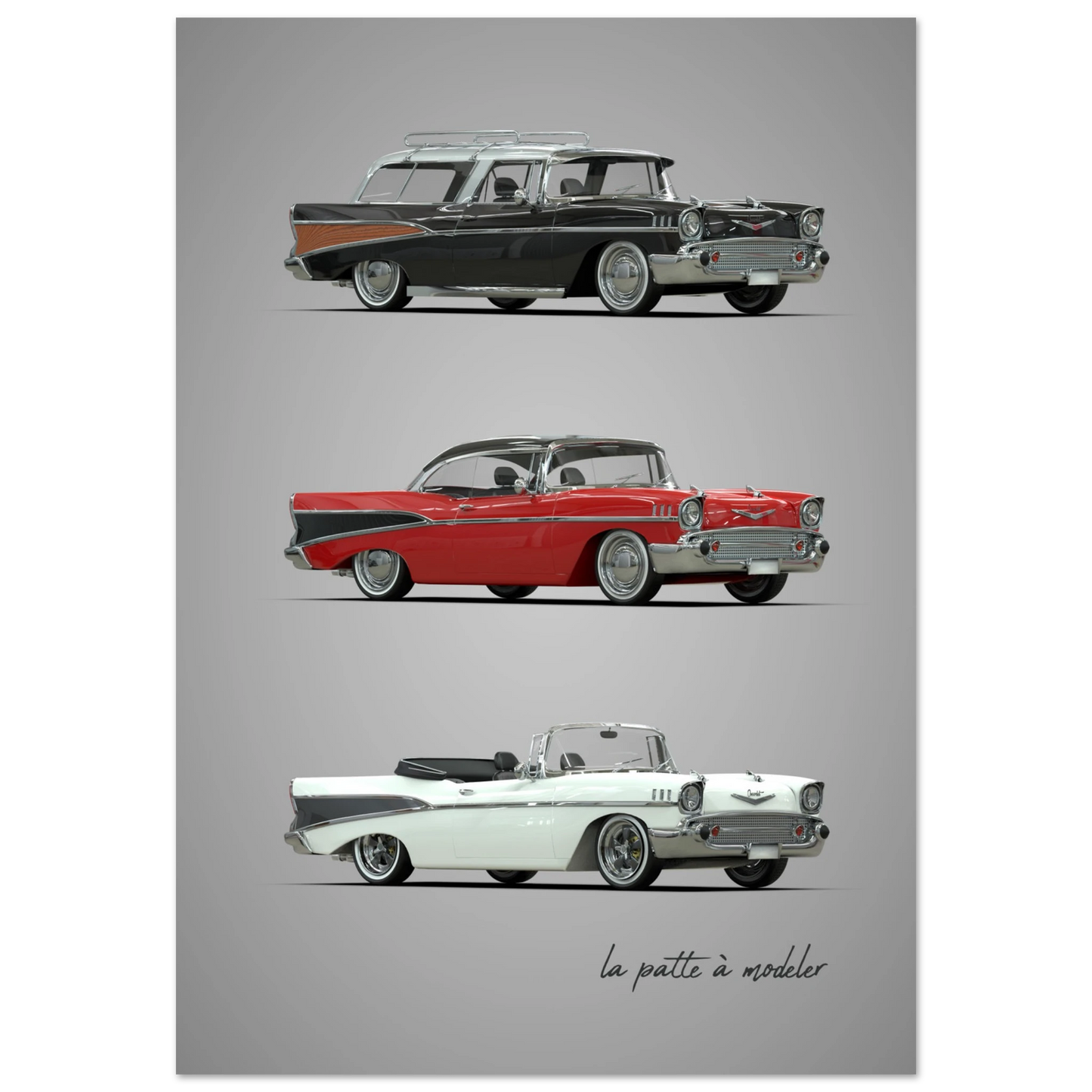 Classic American Car Aluminum Print - Vintage Chrome Art