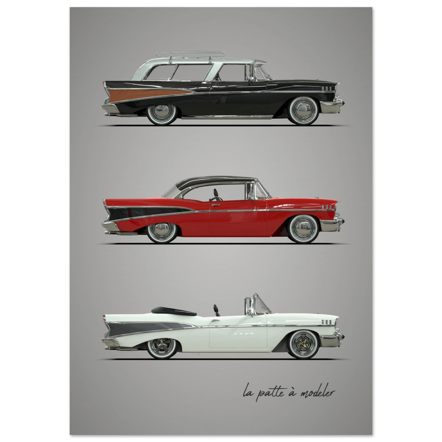 Classic American Car Poster - Vintage Chrome Art Print