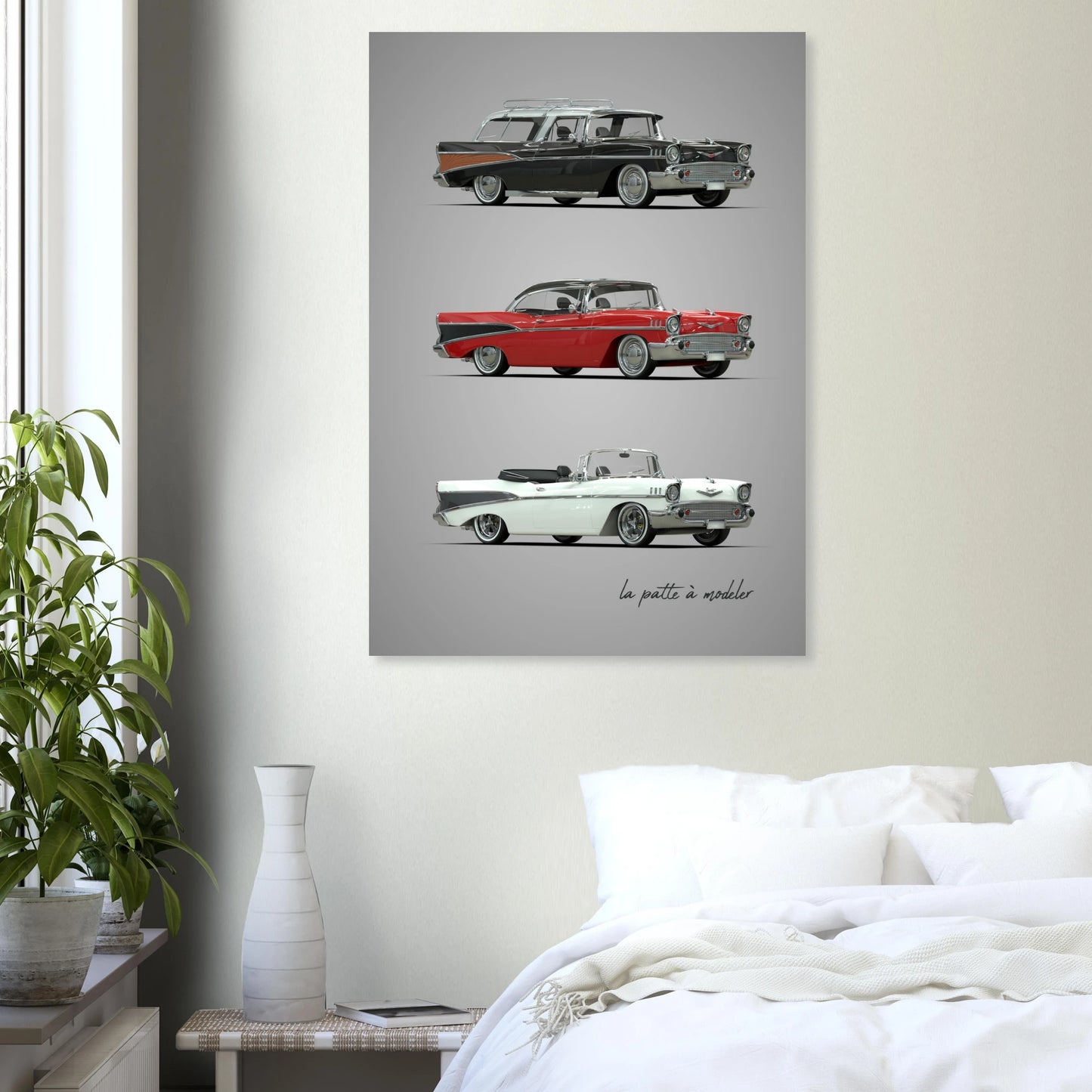 Classic American Car Aluminum Print - Vintage Chrome Art