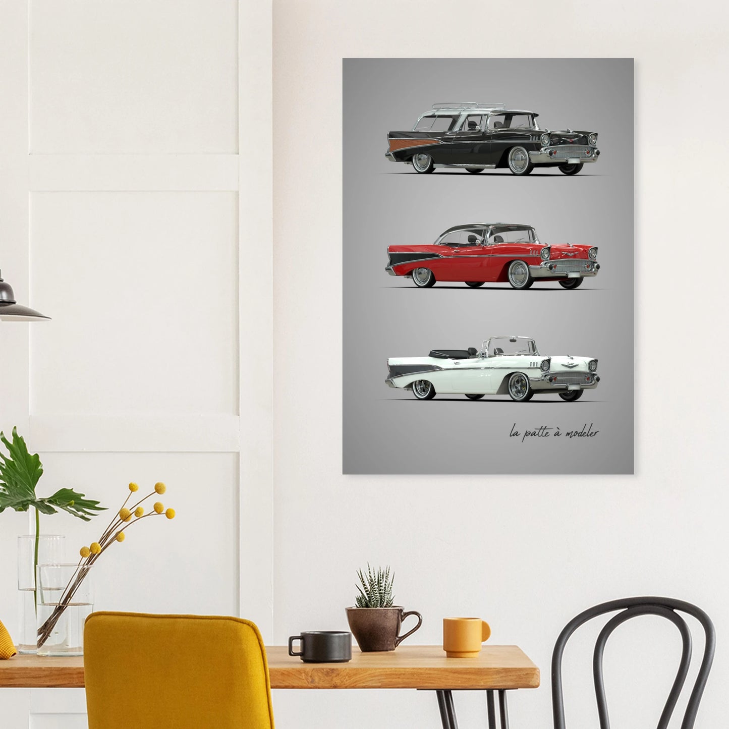 Classic American Car Aluminum Print - Vintage Chrome Art