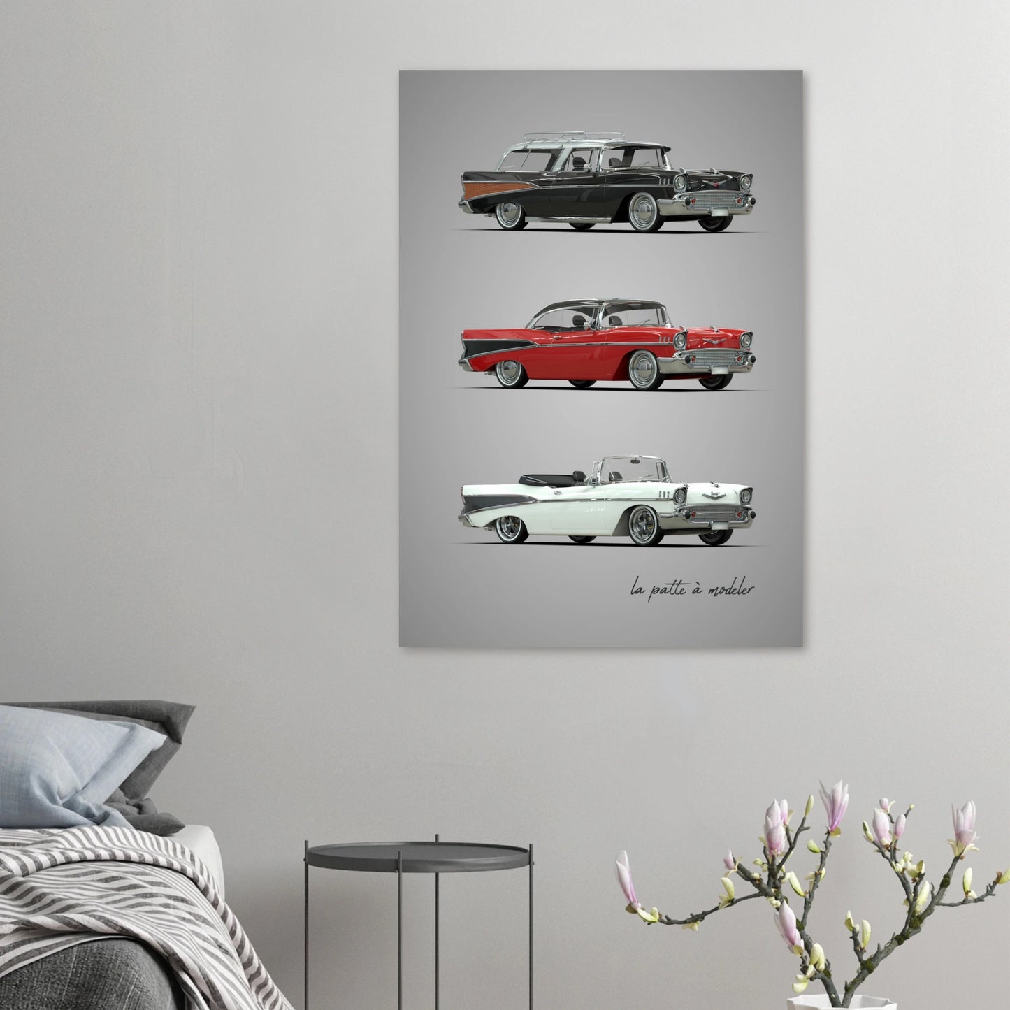 Classic American Car Aluminum Print - Vintage Chrome Art