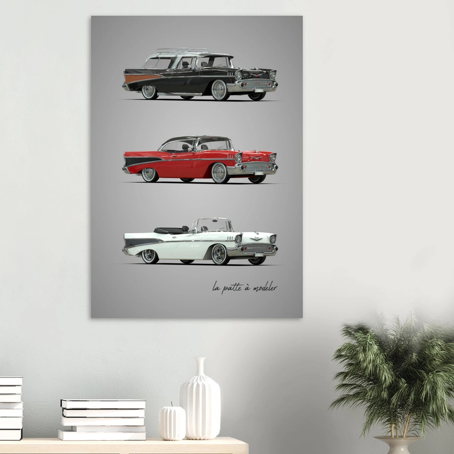 Classic American Car Aluminum Print - Vintage Chrome Art