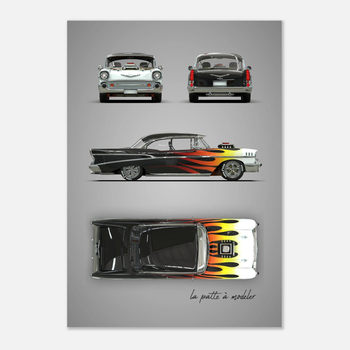 American Classic Car Aluminum Print - 1950s Vintage Art