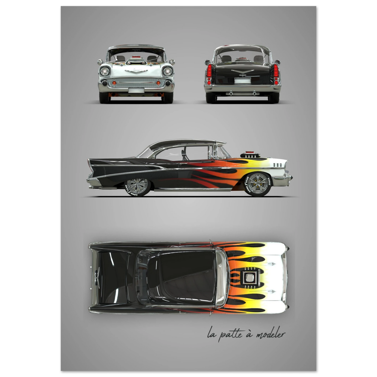 American Classic Car Aluminum Print - 1950s Vintage Art
