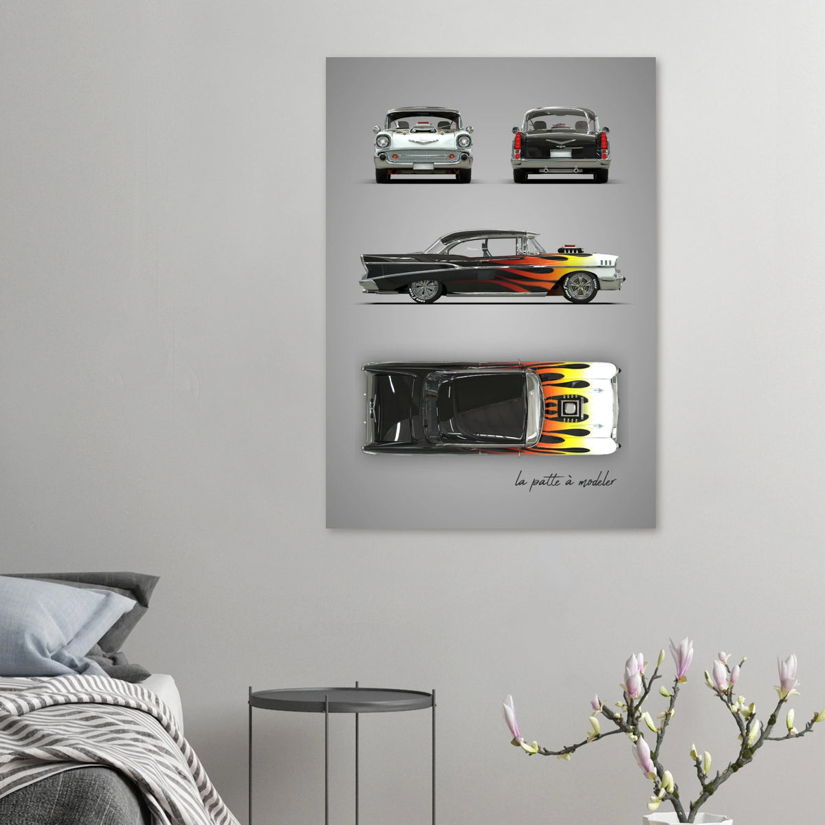 American Classic Car Aluminum Print - 1950s Vintage Art