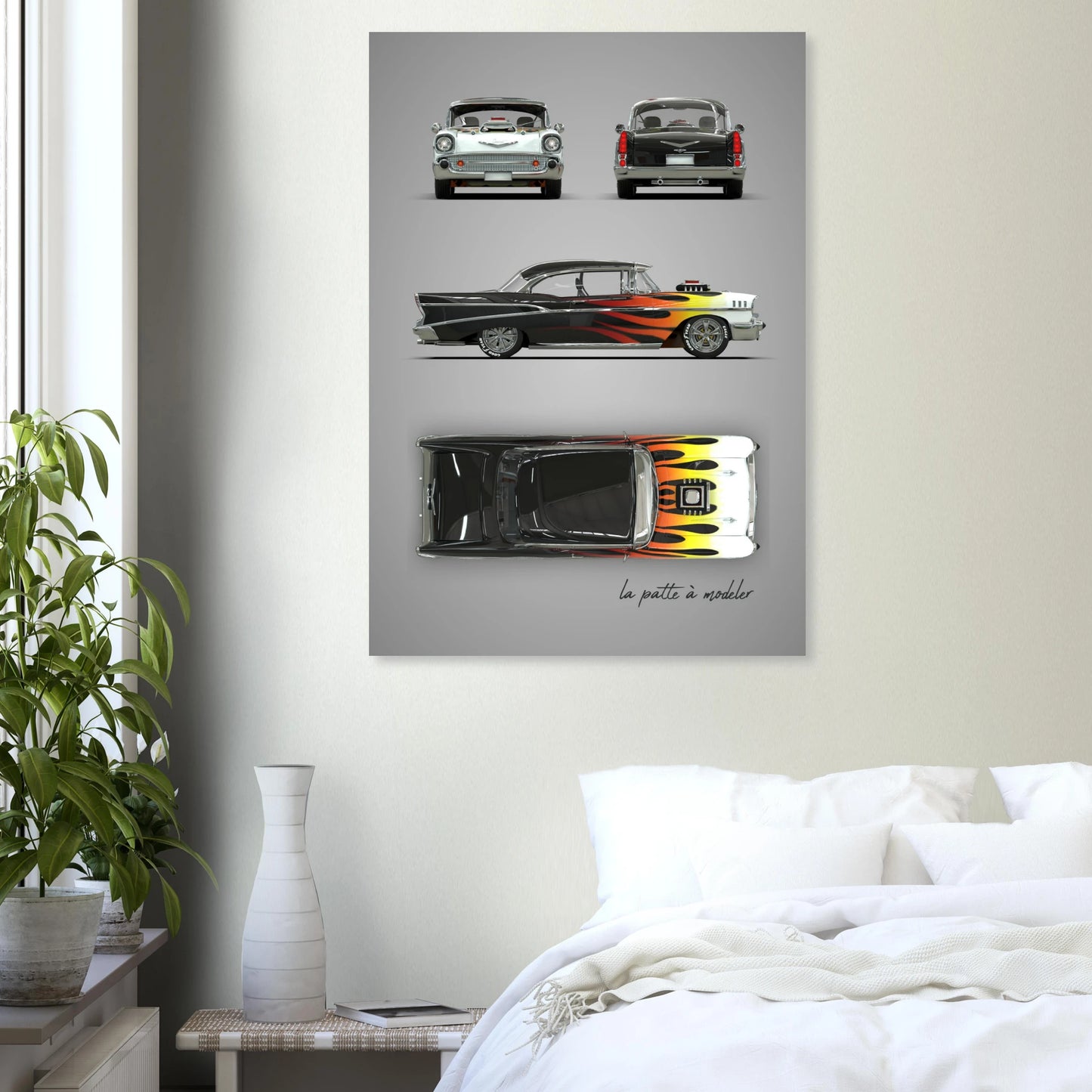 American Classic Car Aluminum Print - 1950s Vintage Art
