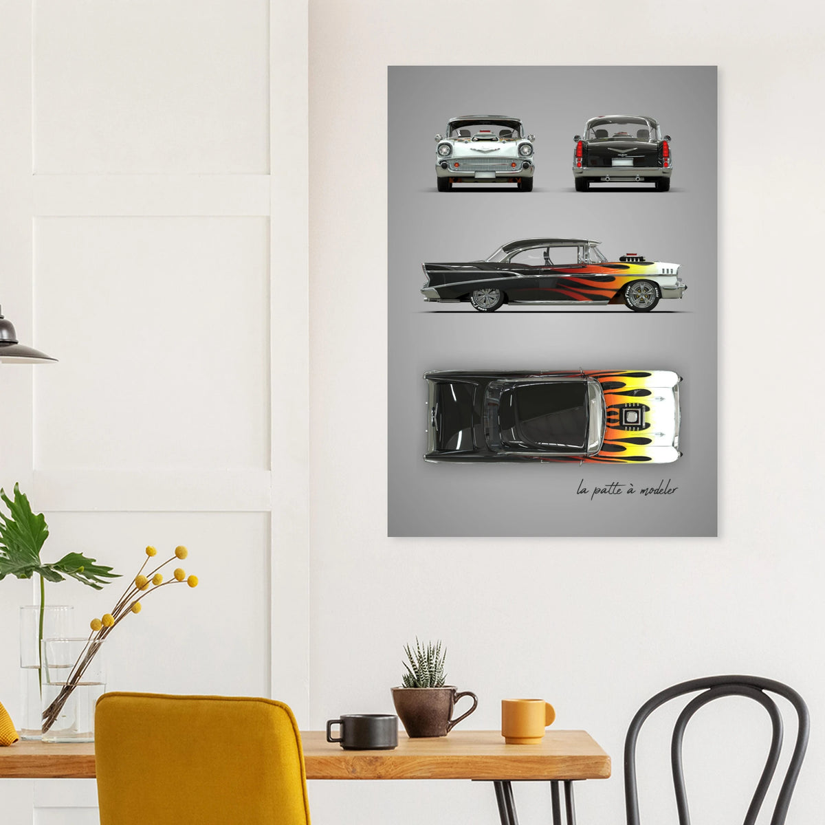 American Classic Car Aluminum Print - 1950s Vintage Art