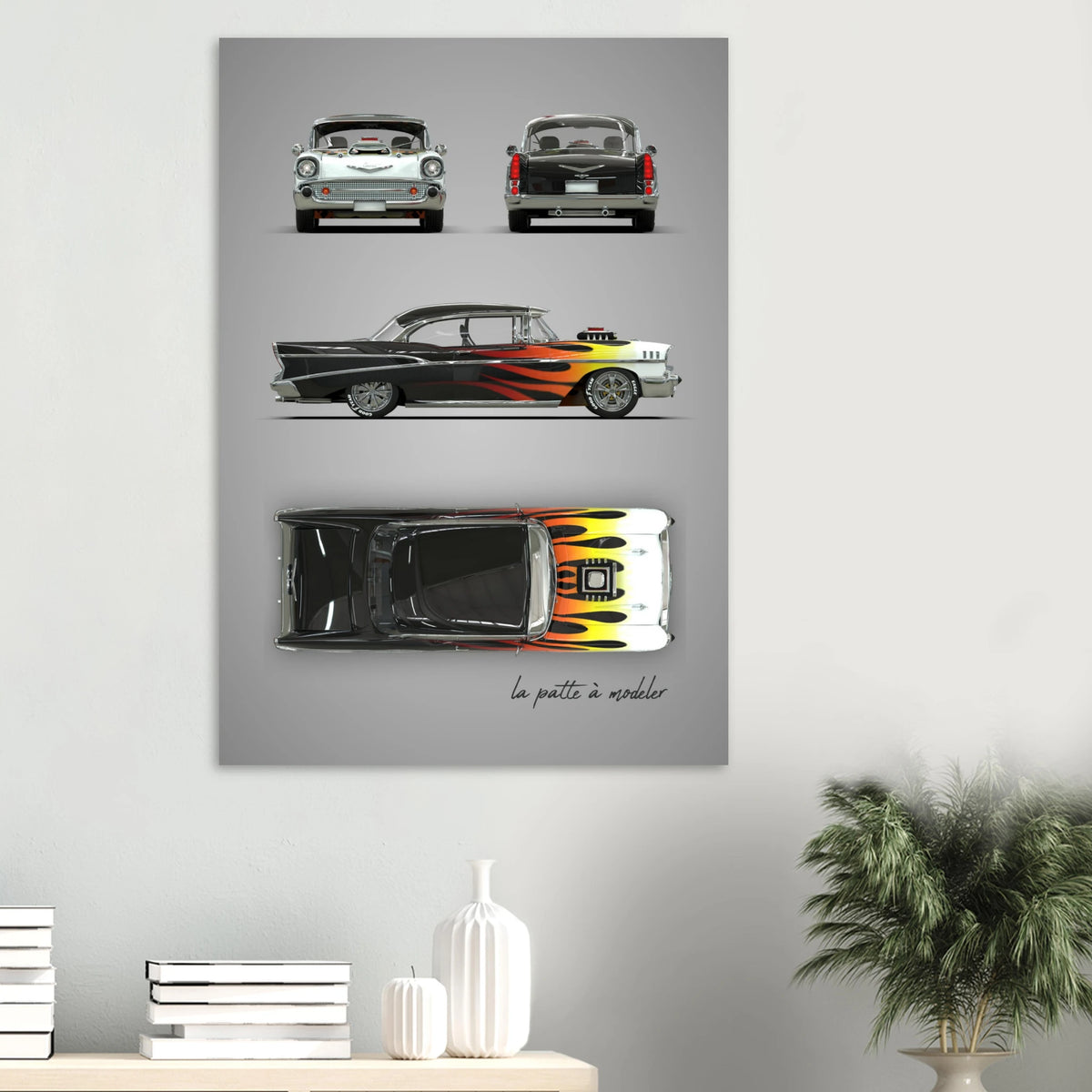 American Classic Car Aluminum Print - 1950s Vintage Art