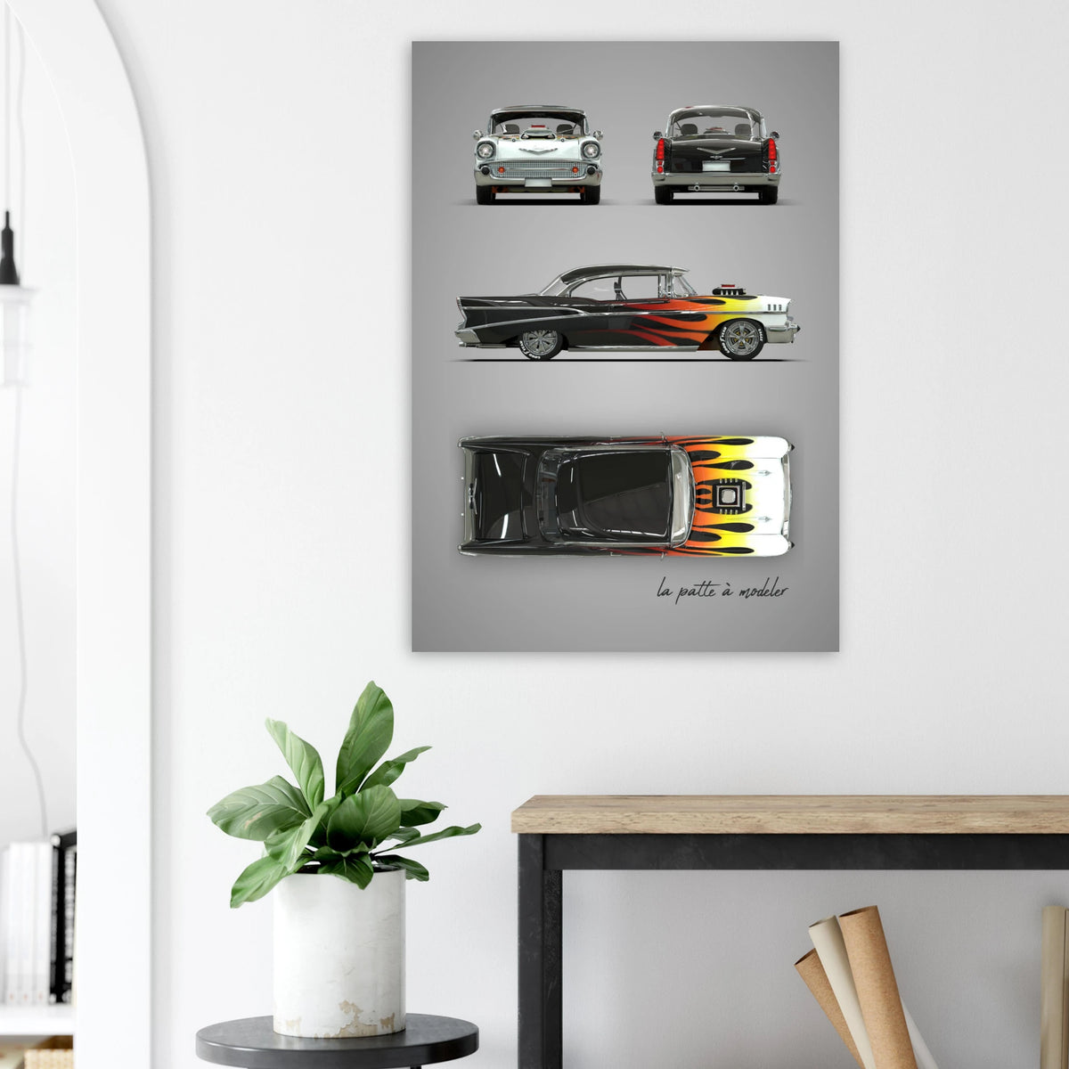 American Classic Car Aluminum Print - 1950s Vintage Art