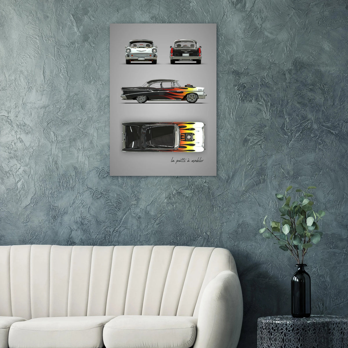 American Classic Car Aluminum Print - 1950s Vintage Art