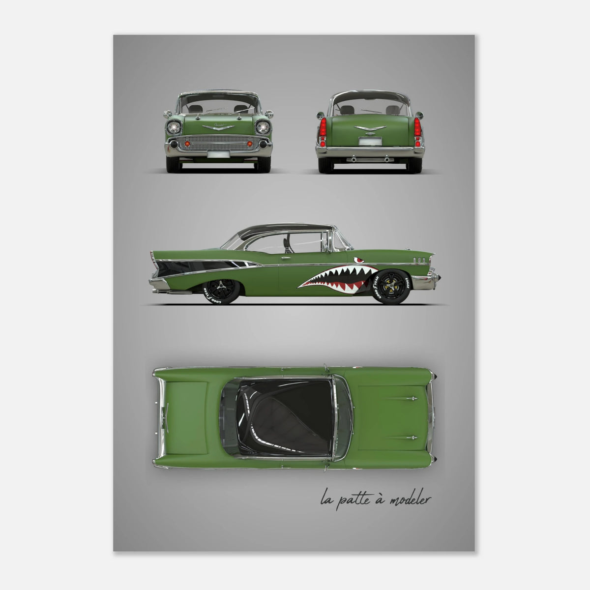 American Classic Car Aluminum Print - 1950s Vintage Art