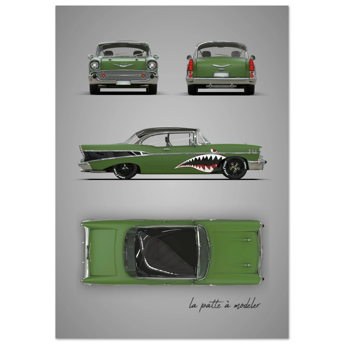 American Classic Car Aluminum Print - 1950s Vintage Art