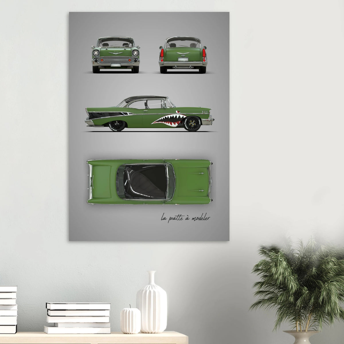 American Classic Car Aluminum Print - 1950s Vintage Art